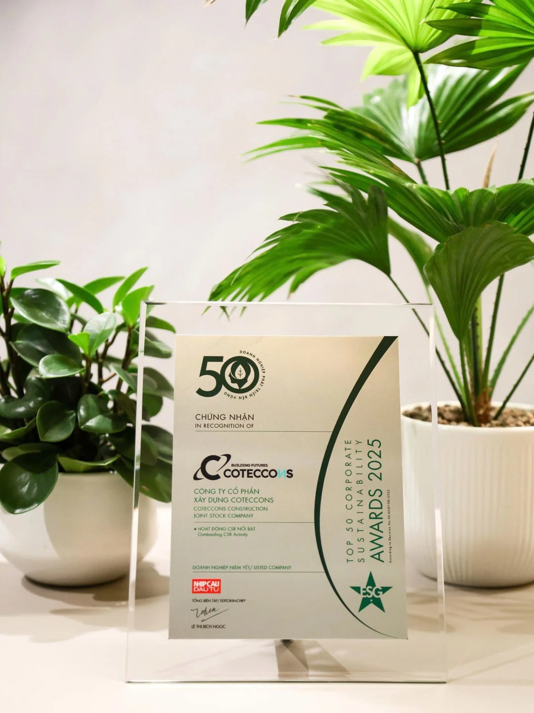 Coteccons Ba Năm Liên Tiếp Lọt Top 50 Doanh Nghiệp Phát Triển Bền Vững Việt Nam (Top50 CSA)