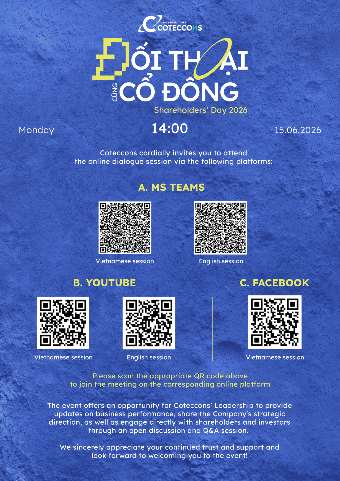 INFORMATION ABOUT COTECCONS SHAREHOLDERS' DAY 2026